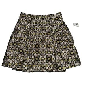 ModCloth Skirt 4 Good As Gold Retro Mini Pleated Jacquard 60s Festive Party New